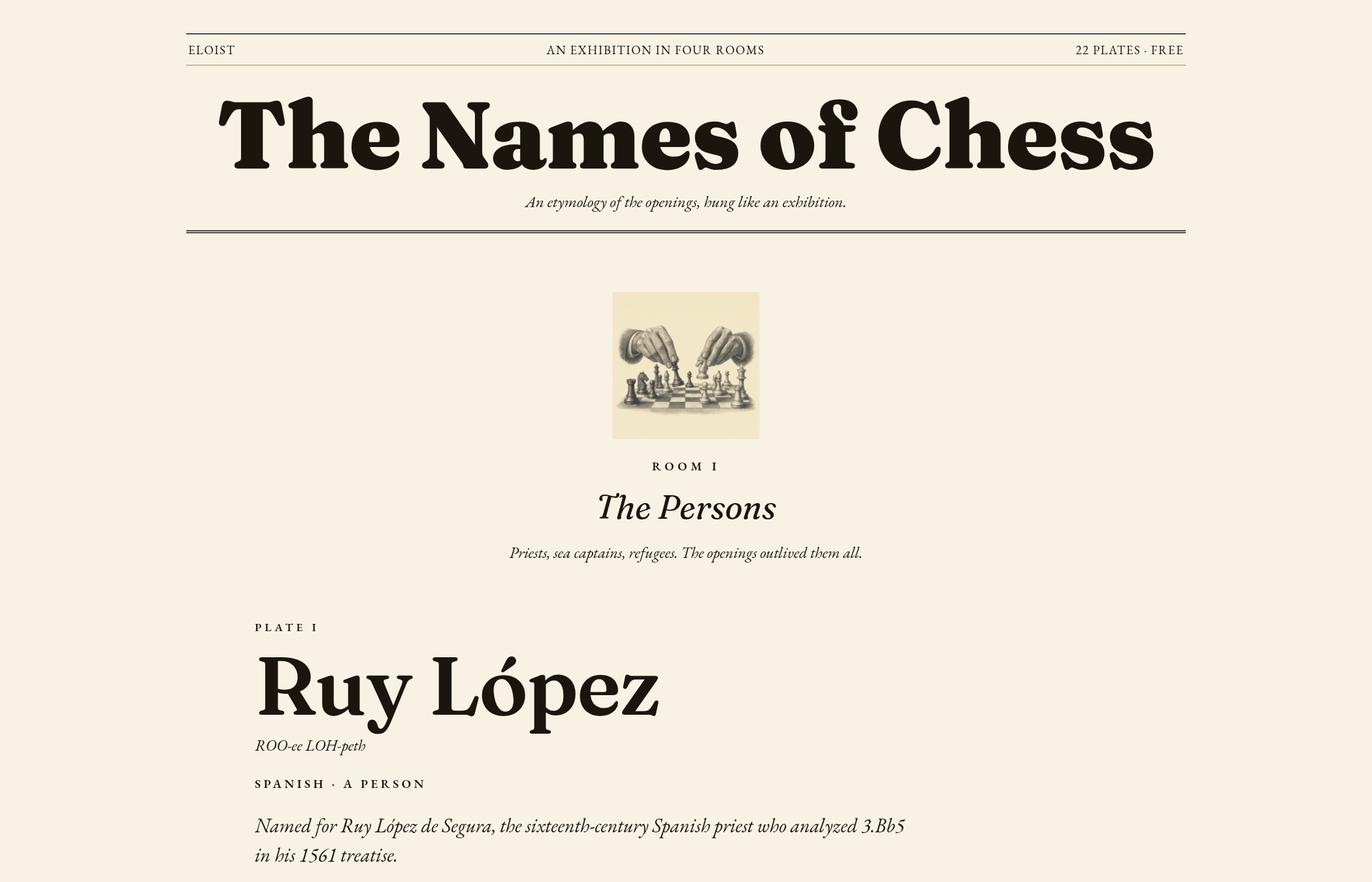 The Names of Chess — an exhibition of opening etymologies